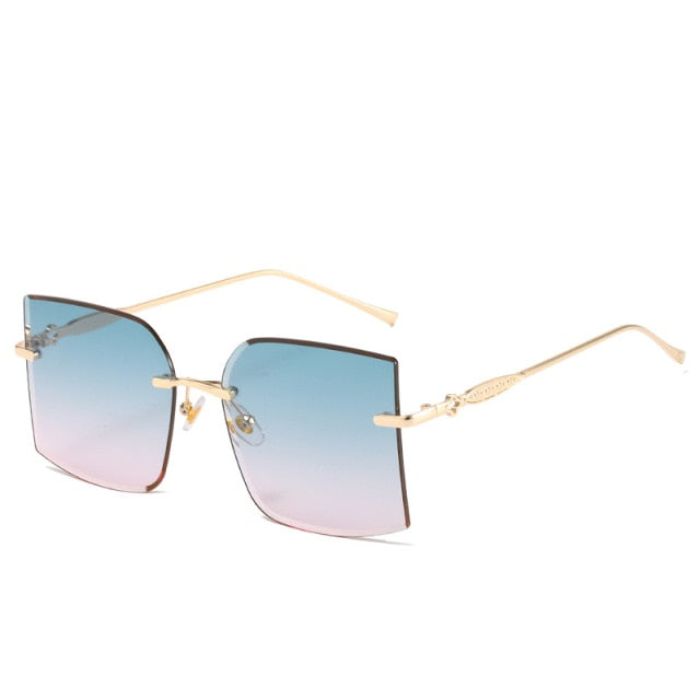 Calanovella Vintage Square Rimless Sunglasses New Women Retro Sun Glasses Shades Luxury Brand Metal Sunglass UV400 Eyewear