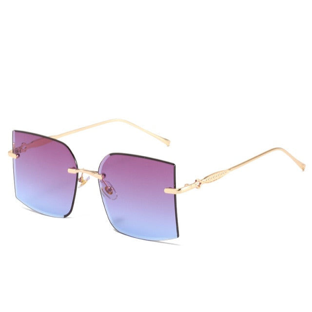 Calanovella Vintage Square Rimless Sunglasses New Women Retro Sun Glasses Shades Luxury Brand Metal Sunglass UV400 Eyewear