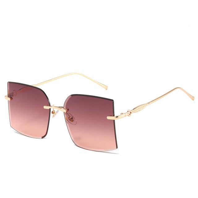 Calanovella Vintage Square Rimless Sunglasses New Women Retro Sun Glasses Shades Luxury Brand Metal Sunglass UV400 Eyewear