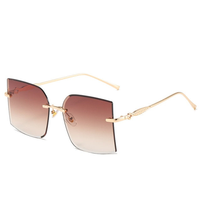 Calanovella Vintage Square Rimless Sunglasses New Women Retro Sun Glasses Shades Luxury Brand Metal Sunglass UV400 Eyewear