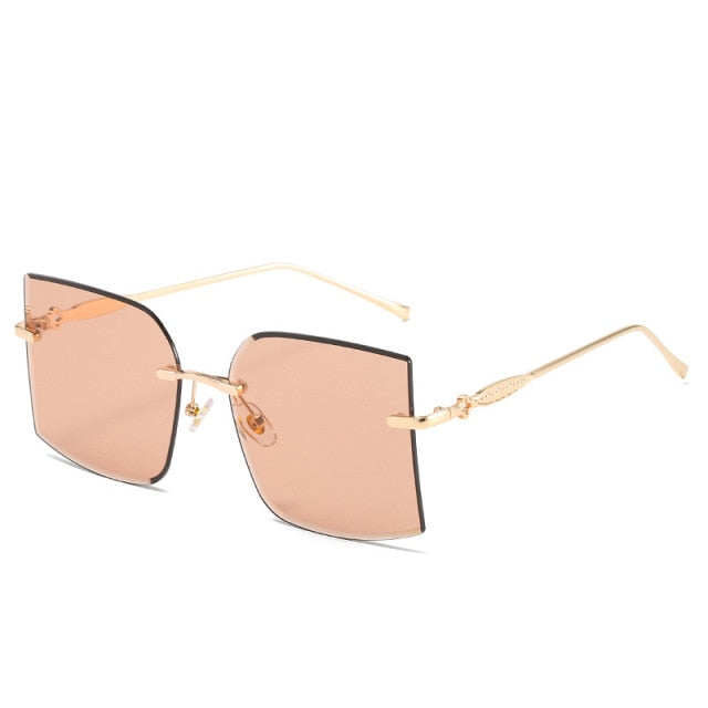 Calanovella Vintage Square Rimless Sunglasses New Women Retro Sun Glasses Shades Luxury Brand Metal Sunglass UV400 Eyewear