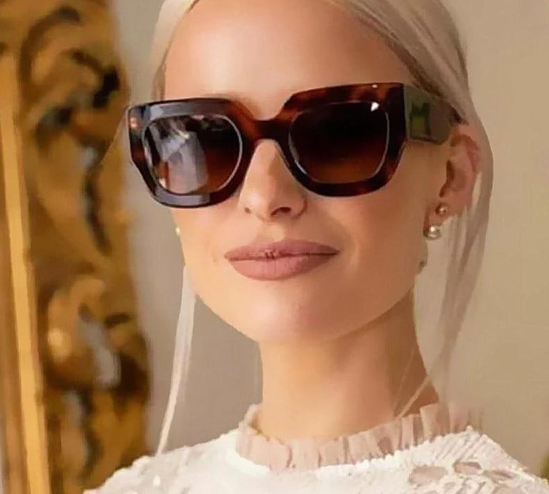 Calanovella New Wide-Leg Square Sunglasses Stylish Retro Fashion Thick Wide Arm Sun Glasses
