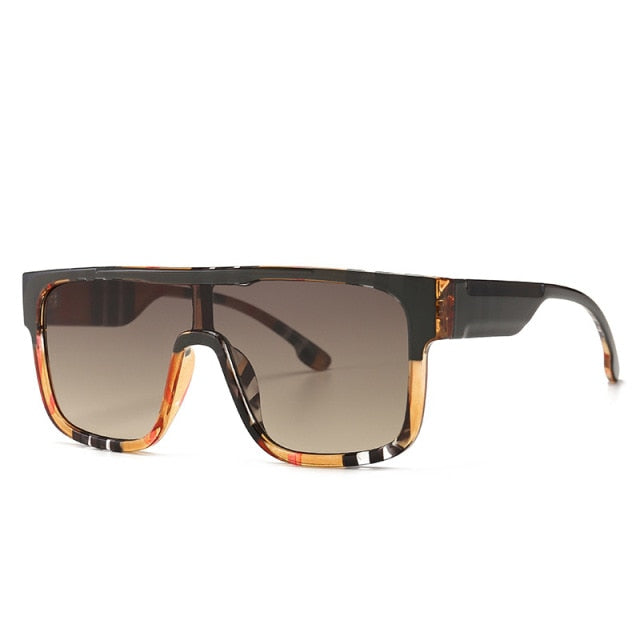 Calanovella Oversized Square One Lens Stripe Sunglasses Men Women