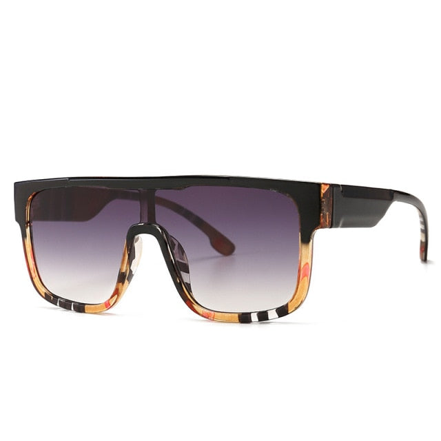 Calanovella Oversized Square One Lens Stripe Sunglasses Men Women