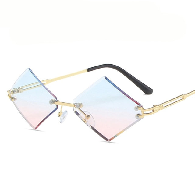 Calanovella Punk Rimless Sunglasses Women Men Square Eyeglasses Small