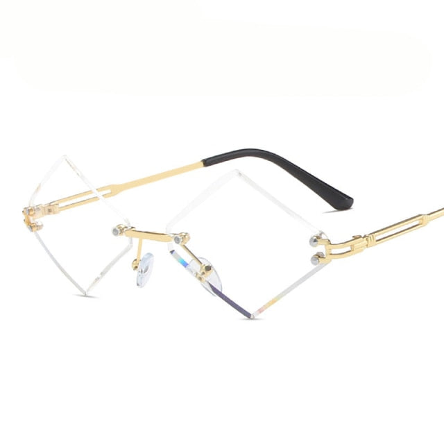 Calanovella Punk Rimless Sunglasses Women Men Square Eyeglasses Small