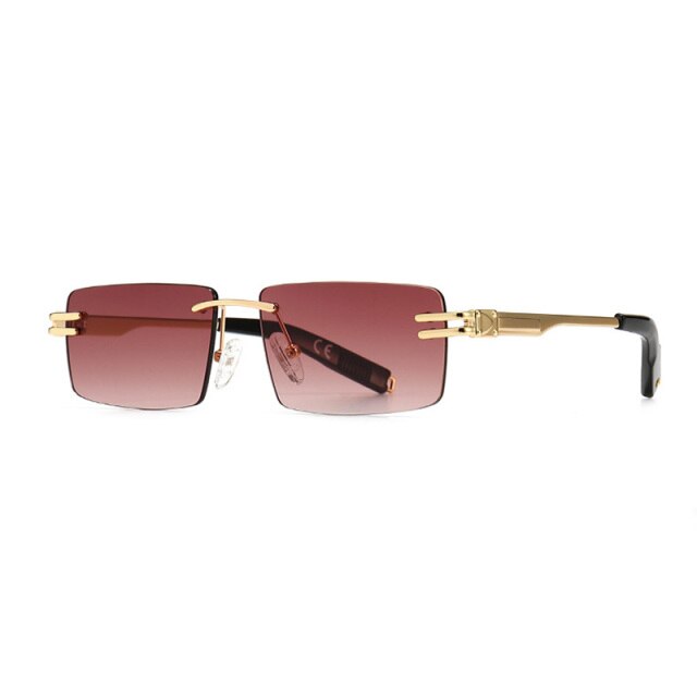 Calanovella Trendy Small Rectangular Rimless Sunglasses for Men Womens
