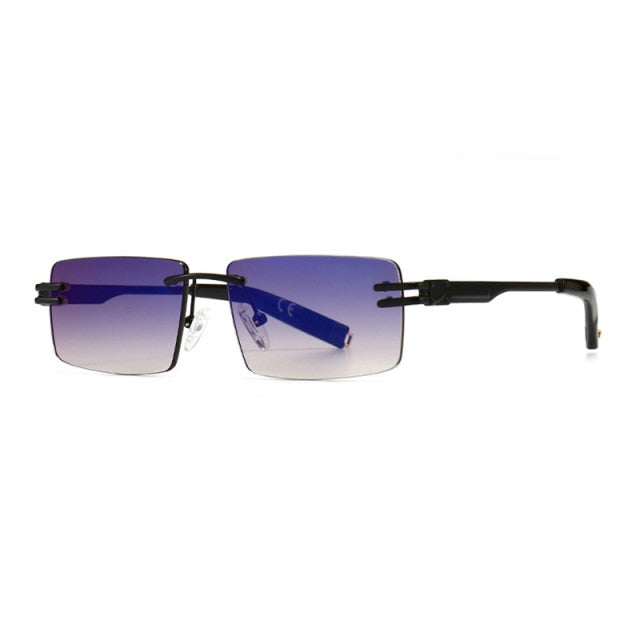 Calanovella Trendy Small Rectangular Rimless Sunglasses for Men Womens