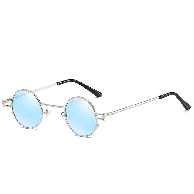 Calanovella Steampunk Round Sunglasses for Men Womens Tiny Frames Retro Punk Eyewear
