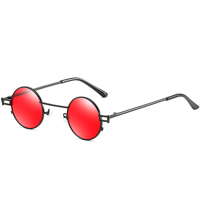 Calanovella Steampunk Round Sunglasses for Men Womens Tiny Frames Retro Punk Eyewear