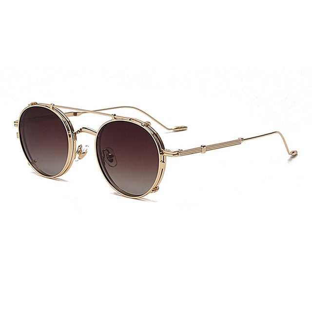 Calanovella Round Fashion Polarized Steampunk Sunglasses Removable