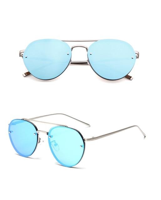 Calanovella Cool Double Bridges Flat Top Round Pilot Sunglasses UV400