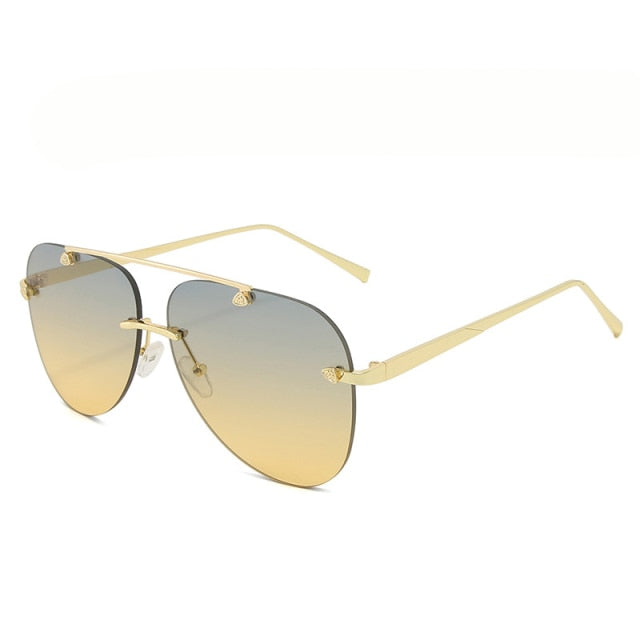 Calanovella Rimless Classic Pilot Sunglasses Women Vintage Designer Oversized Glasses UV400