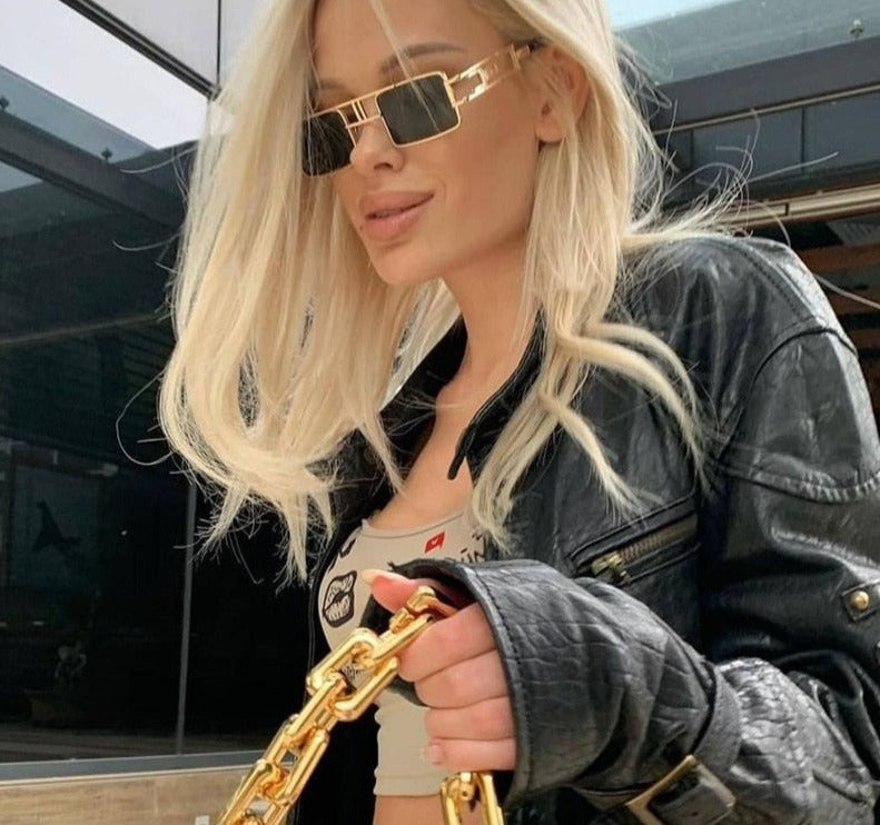 Calanovella New Square Steampunk Sunglasses Mens/Womens Punk Sun Glasses Driving Brand Designer Metal Frames UV400