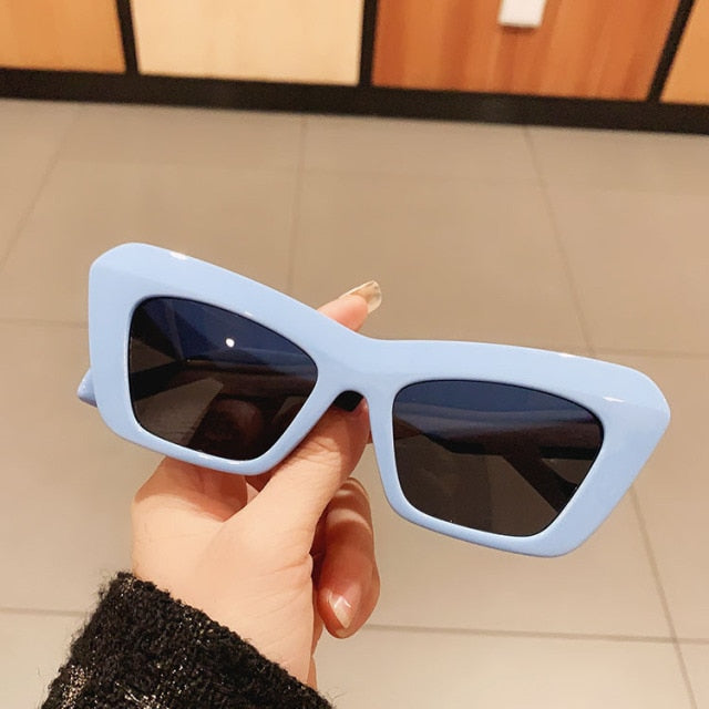 Calanovella Cat Eye Vintage Sunglasses Women Men Rectangle Retro Brand