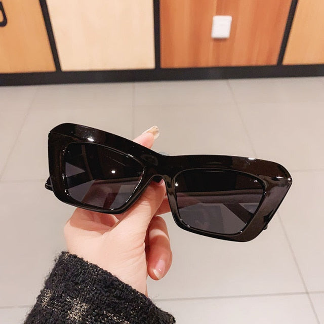 Calanovella Cat Eye Vintage Sunglasses Women Men Rectangle Retro Brand