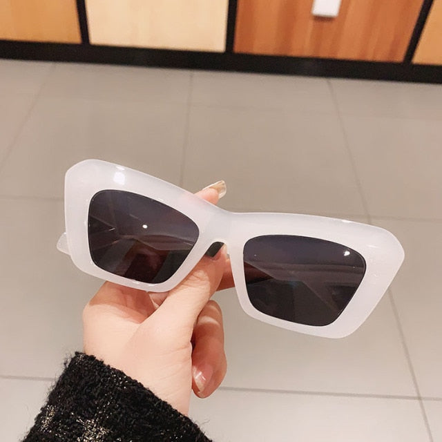 Calanovella Cat Eye Vintage Sunglasses Women Men Rectangle Retro Brand