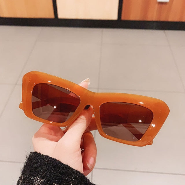 Calanovella Cat Eye Vintage Sunglasses Women Men Rectangle Retro Brand