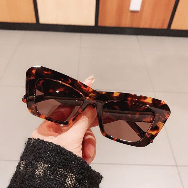 Calanovella Cat Eye Vintage Sunglasses Women Men Rectangle Retro Brand