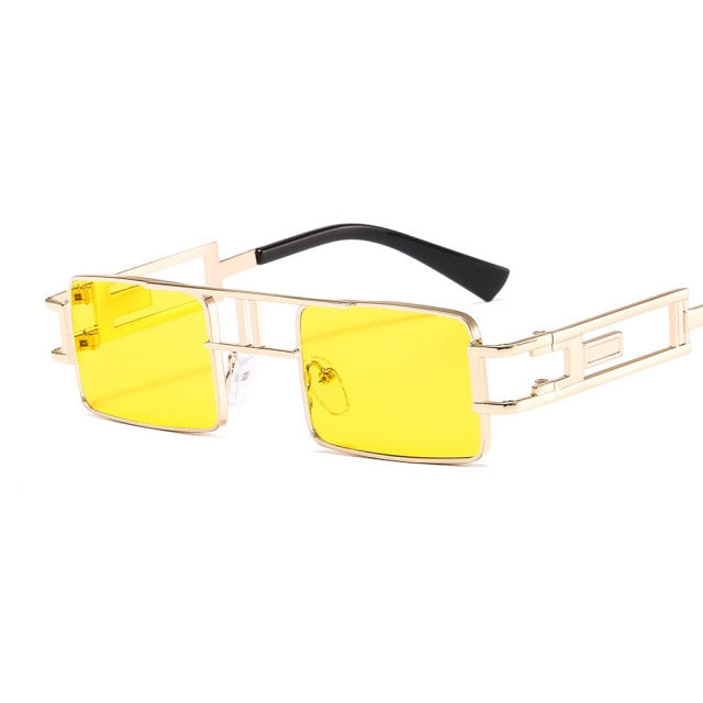 Calanovella New Square Steampunk Sunglasses Mens/Womens Punk Sun Glasses Driving Brand Designer Metal Frames UV400