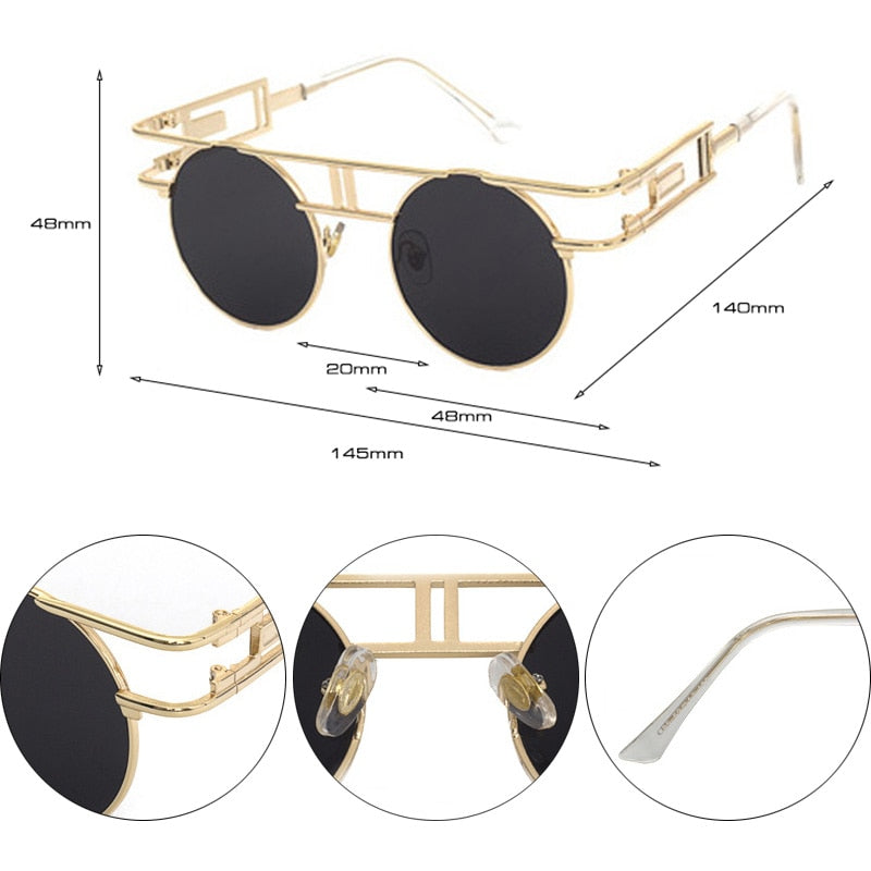 Calanovella Classic Gothic Steampunk Round Sunglasses UV400