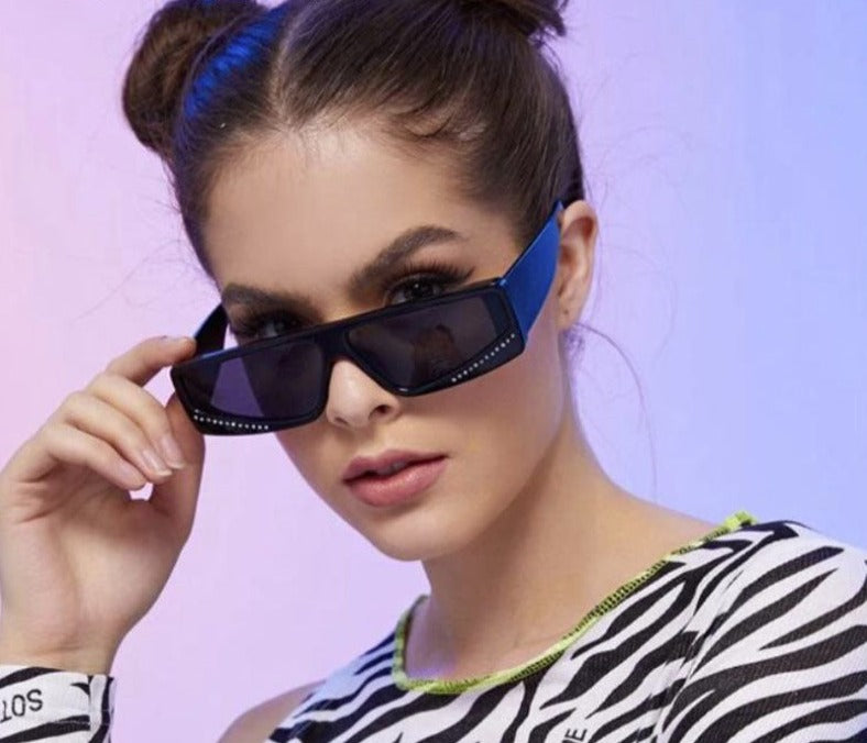 Calanovella Fashion Crystal Women Small Rectangle Sunglasses Ins