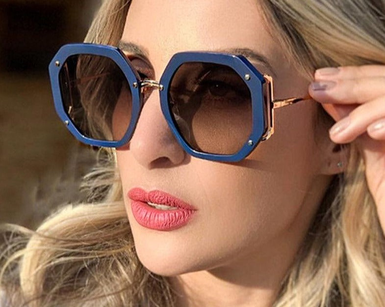 Calanovella Stylish Oversized Hexagon Sunglasses UV400