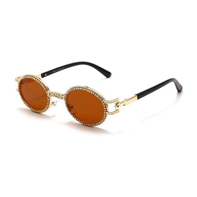 Calanovella Cool Crystal Diamond Rhinestones Oval Sunglasses UV400