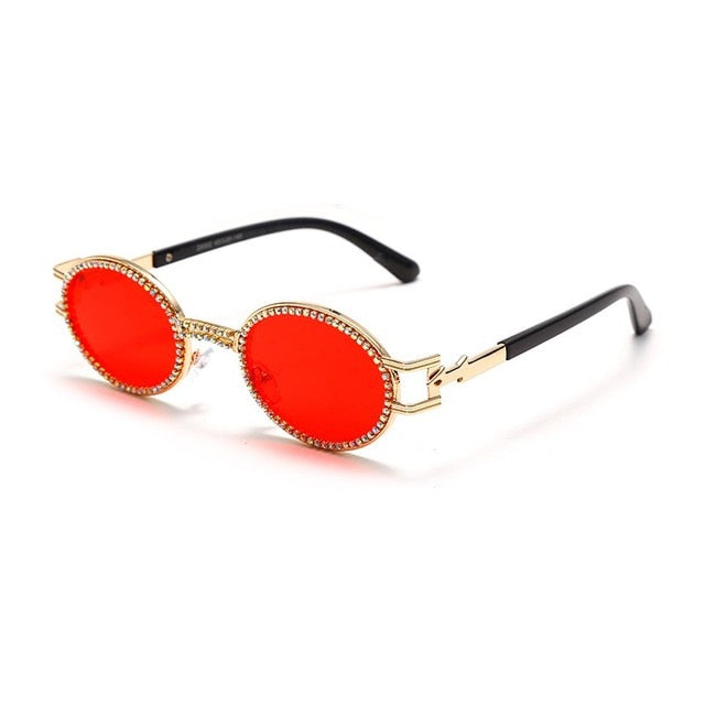 Calanovella Cool Crystal Diamond Rhinestones Oval Sunglasses UV400