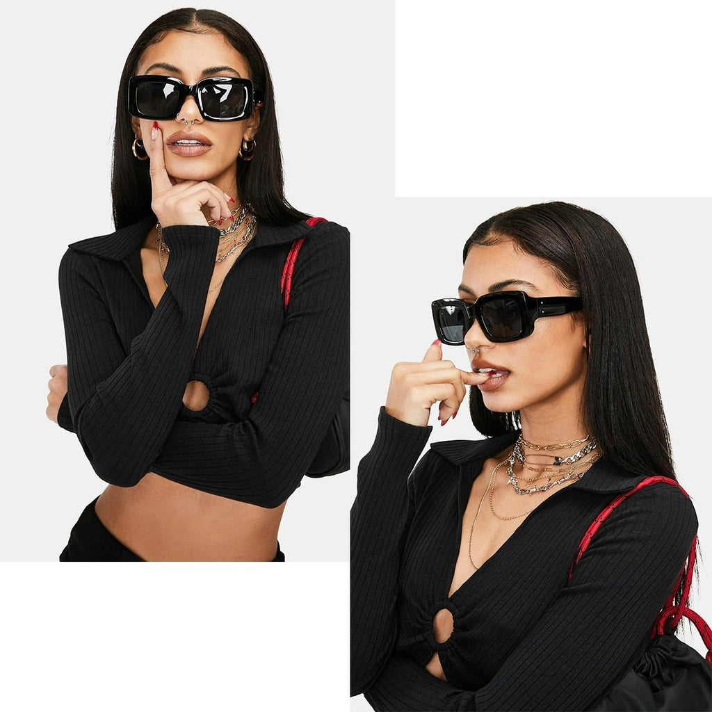 Calanovella Trendy Square Rectangular Fashion Sunglasses UV400