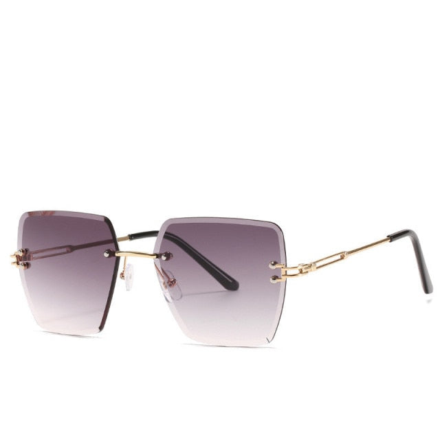 Calanovella Square Rimless Sunglasses Designer Vintage Frameless