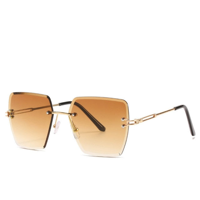 Calanovella Square Rimless Sunglasses Women Brand Designer Vintage