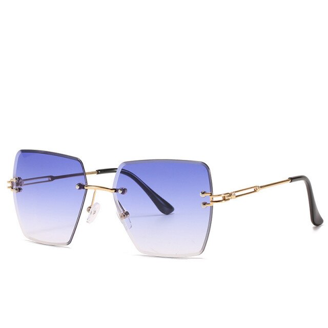 Calanovella Square Rimless Sunglasses Designer Vintage Frameless