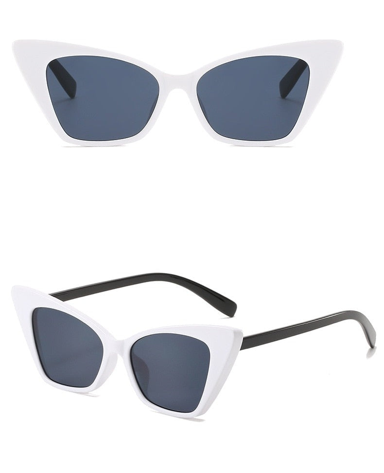 Calanovella Luxury Brand Small Rectangle Sunglasses Women Grey Pink Shades Women 90s Vintage Steampunk Cat Eye Sunglasses Unisex UV400