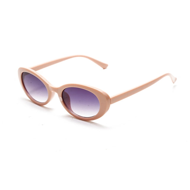 Calanovella New Women's Retro Oval Sunglasses Transparent Gradient Small Frame Fashion Sun Glasses UV400