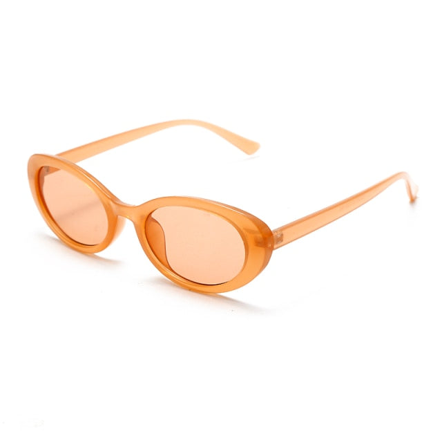 Calanovella New Women's Retro Oval Sunglasses Transparent Gradient Small Frame Fashion Sun Glasses UV400