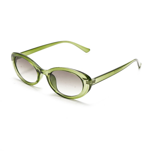Calanovella New Women's Retro Oval Sunglasses Transparent Gradient Small Frame Fashion Sun Glasses UV400