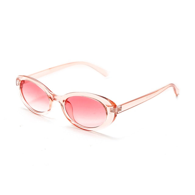 Calanovella New Women's Retro Oval Sunglasses Transparent Gradient Small Frame Fashion Sun Glasses UV400
