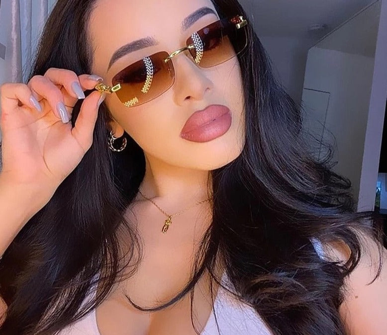 Calanovella Square Rimless Sunglasses Fashion Cutting Men Women Shades