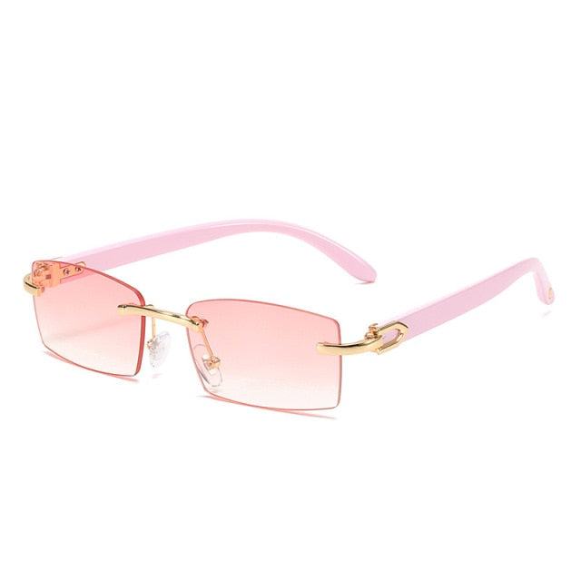 Calanovella Square Rectangle Rimless Fashion Sunglasses Vintage