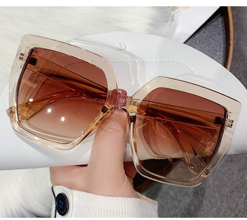 Calanovella Big Square Sunglasses Women Oversized Vintage Glasses For