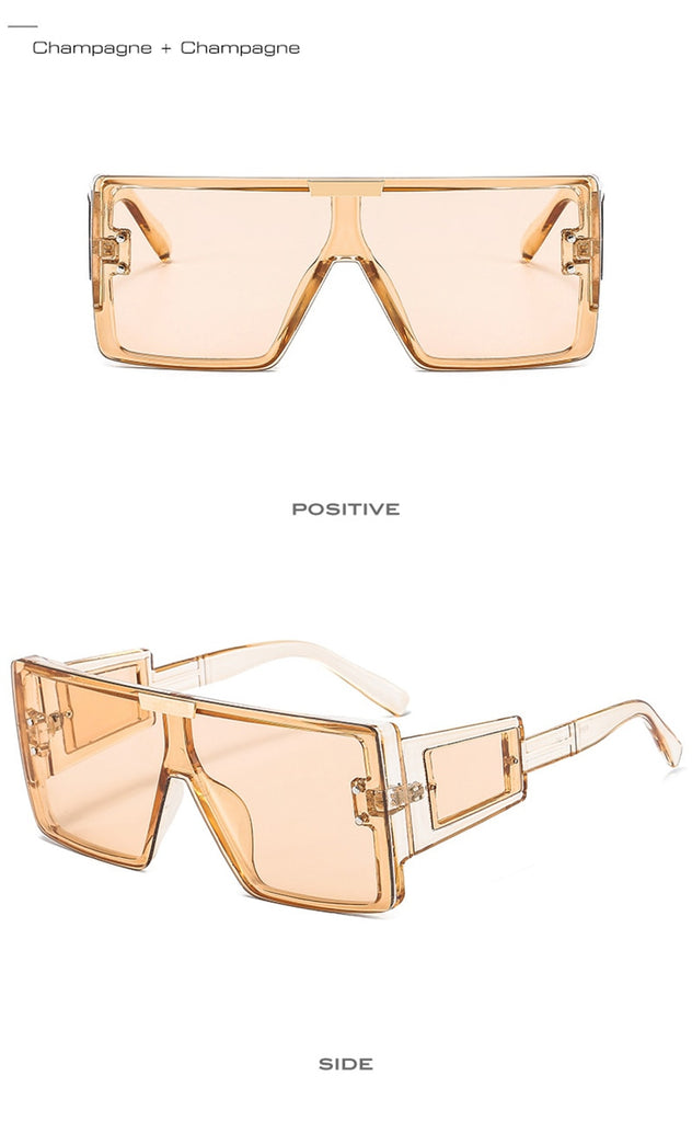 Calanovella Retro Oversized Square Sunglasses Women Fashion One Piece