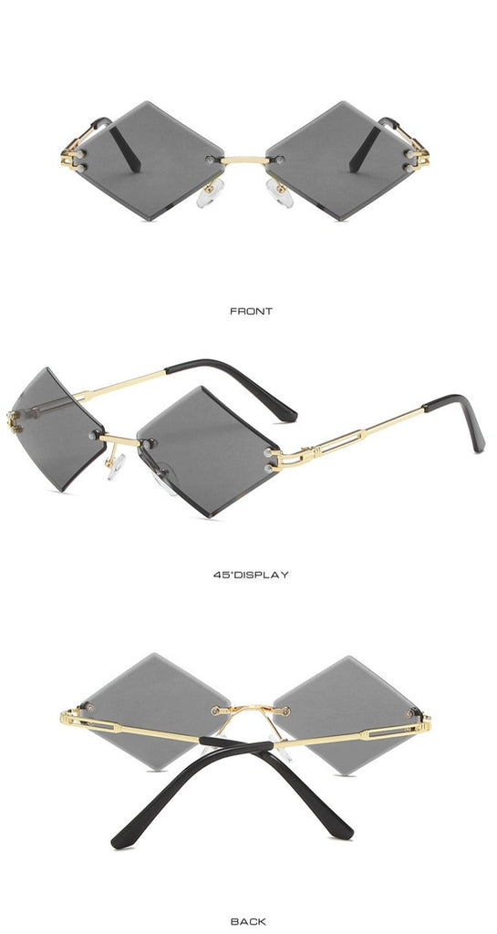 Calanovella Punk Rimless Sunglasses Women Men Square Eyeglasses Small