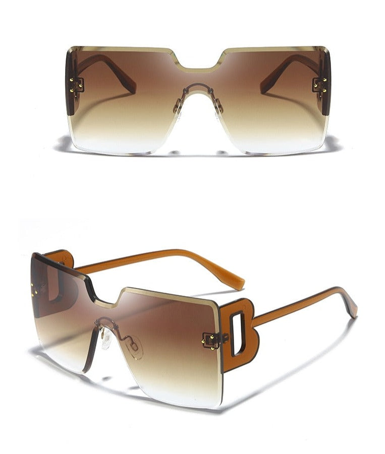 Calanovella Black Square Sunglasses Women Big Frame Fashion Retro