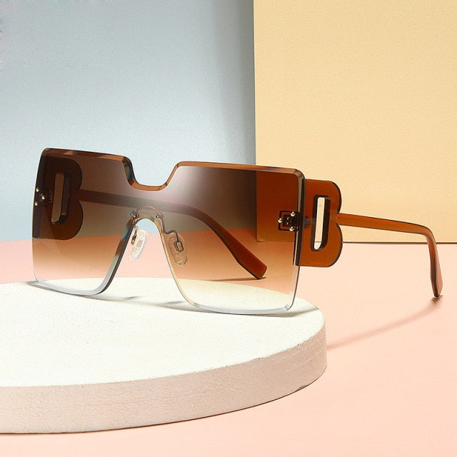 Calanovella Black Square Sunglasses Women Big Frame Fashion Retro