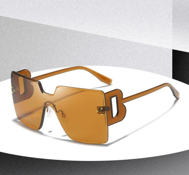 Calanovella Black Square Sunglasses Women Big Frame Fashion Retro