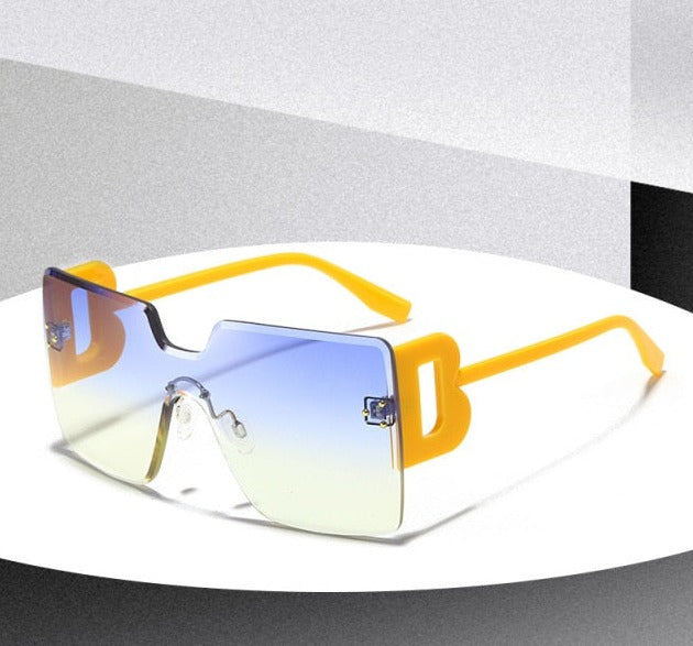 Calanovella Black Square Sunglasses Women Big Frame Fashion Retro