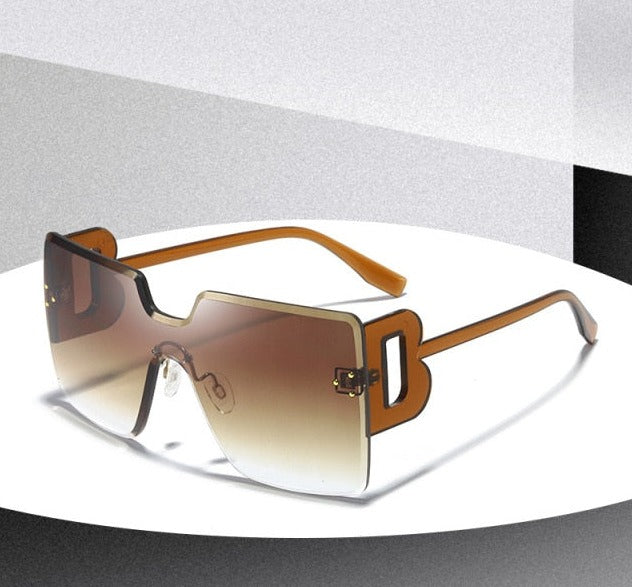 Calanovella Black Square Sunglasses Women Big Frame Fashion Retro