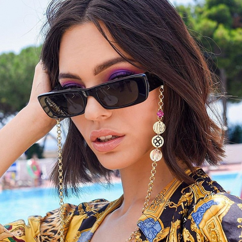 Calanovella Small Rectangle Sunglasses Women Vintage Brand Designer