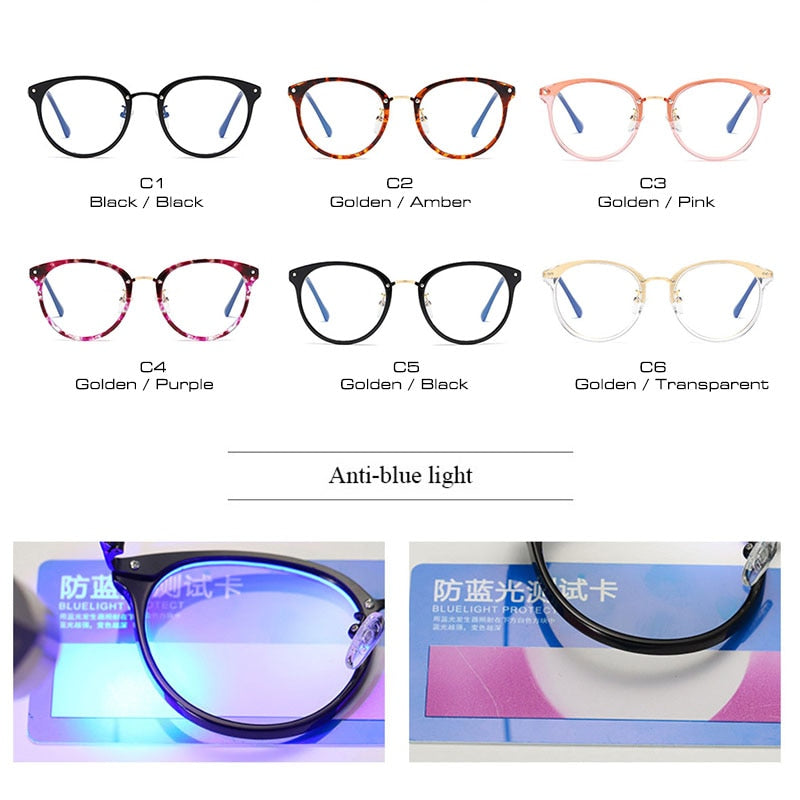 Calanovella Classic Anti Blue Light Eyeglasses Frames Fashion TR Round